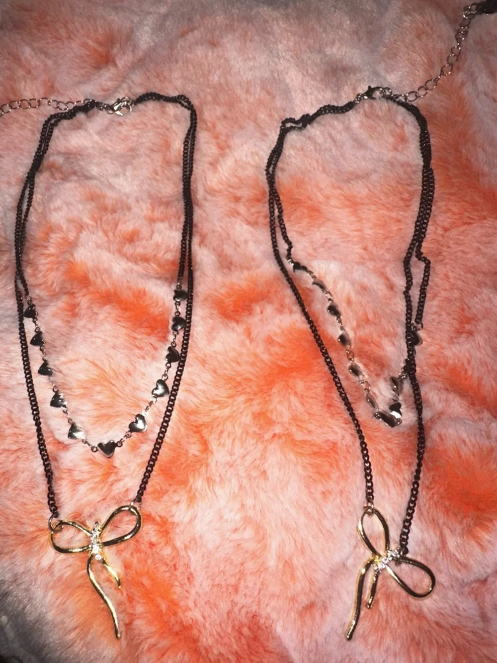 NWOT  Nordstrom Ruby & Ry Kids Layered Bow Necklace Set Of 2 Mixed Metals